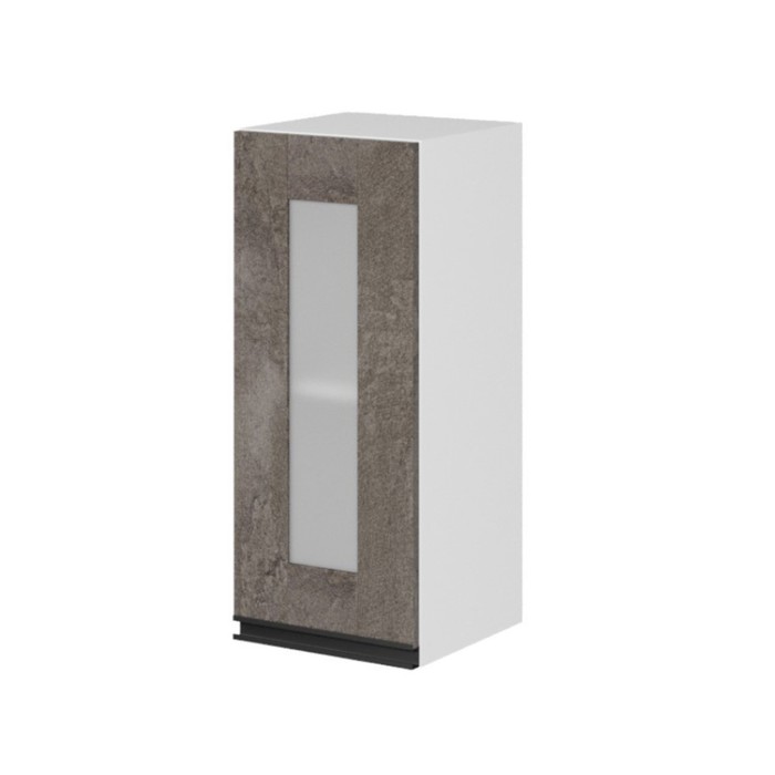 Шкаф навесной «Ноктюрн», с витриной, 300×300×720 мм, цвет белый/бетон тёмный/антрацит