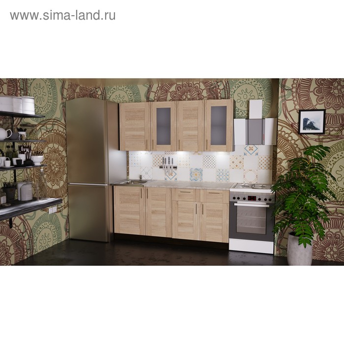 Кухонный гарнитур прямой «Ника демо», 1700 мм, цвет дуб сонома
