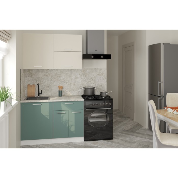 Кухонный гарнитур прямой для маленькой кухни «Глория лайт», 1200×600 мм, цвет кашемир/бензин/малага