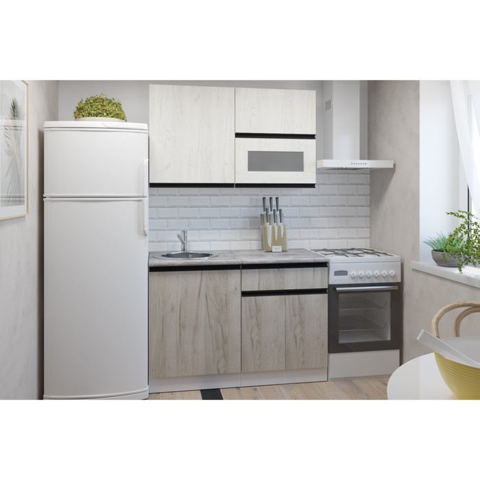 Кухонный гарнитур прямой «Паола лайт», 1200×600 мм, цвет белый/кантри/дуб грей/дуб браун