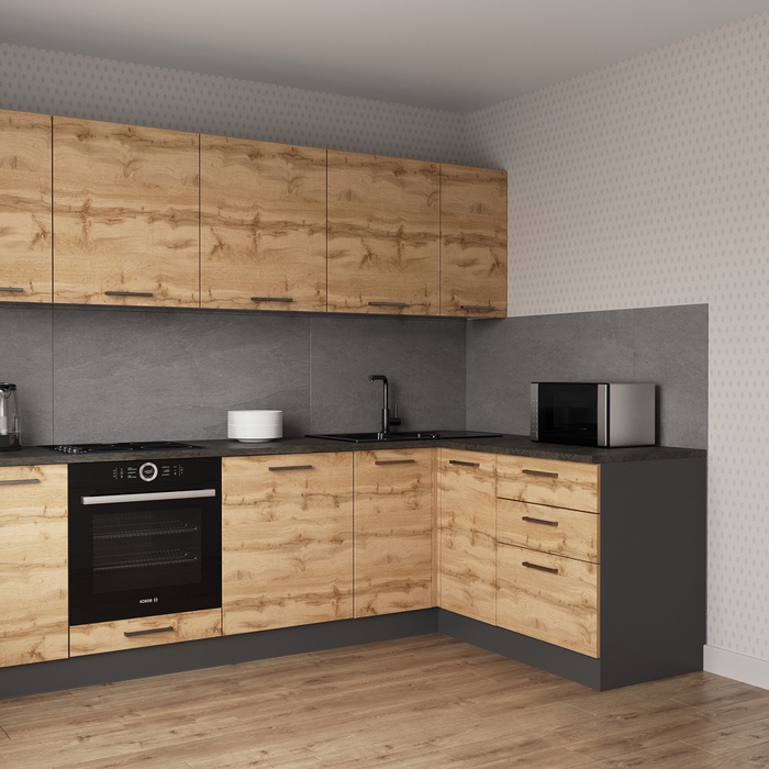 Кухонный гарнитур угловой «КРАФТ», 2400×1600 мм, цвет дуб крафт детройт