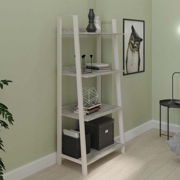 Стеллаж, 780 × 413 × 1664 мм, цвет ЛДСП артвуд тёмный / металл белый муар