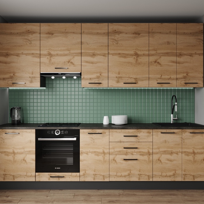 Кухонный гарнитур прямой «КРАФТ», 3000×600 мм, цвет дуб крафт детройт