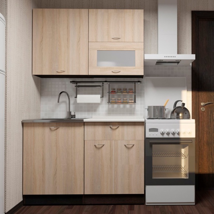 Кухонный гарнитур прямой «Симона лайт», 1200 мм, цвет дуб сонома/венге/берилл бежевый