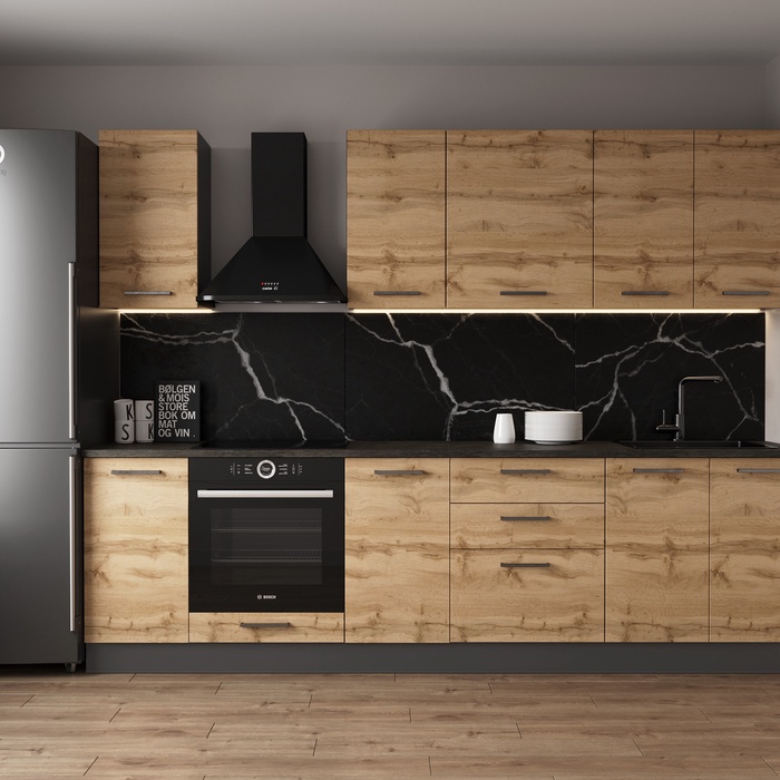 Кухонный гарнитур прямой «КРАФТ», 2800×600 мм, цвет дуб крафт детройт