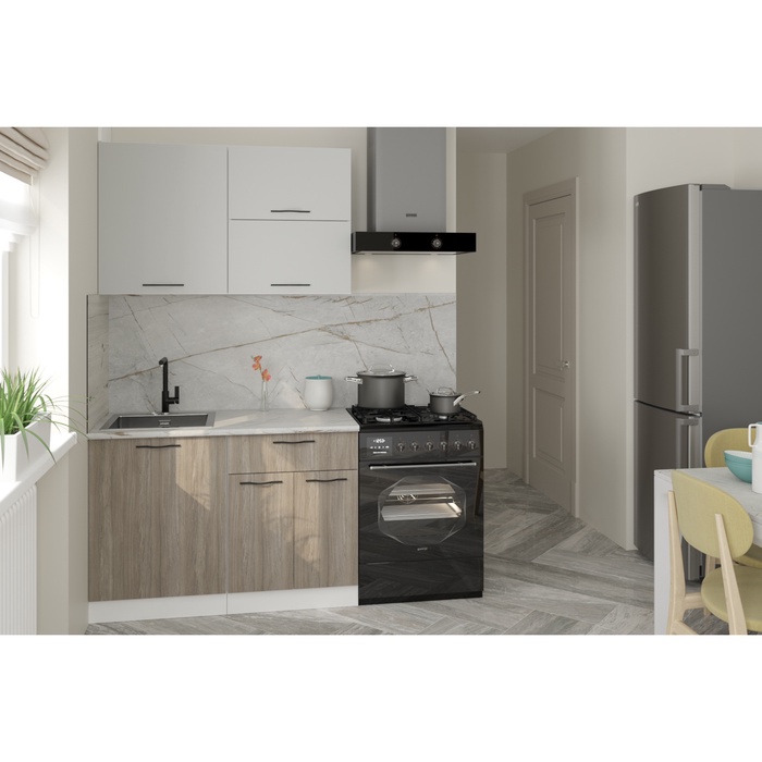 Кухонный гарнитур прямой «Парма лайт», 1200 мм, цвет белый/шиншилла серая/джарра