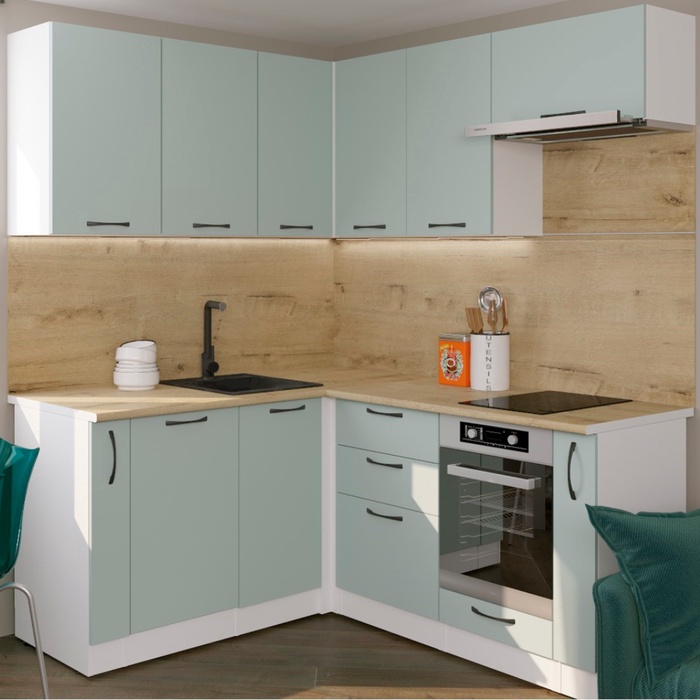 Кухонный гарнитур угловой «Лиора мега прайм - 2», 1600×1700 мм, цвет сумерки/дуб бунратти