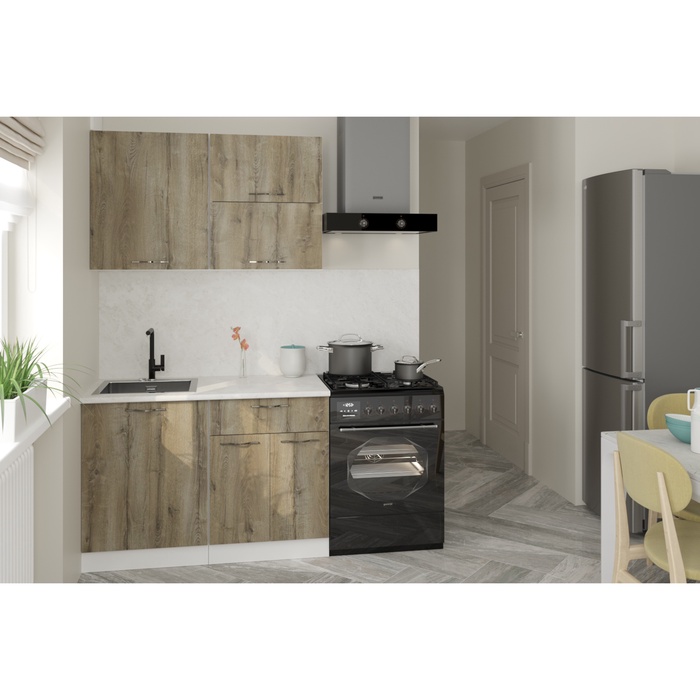 Кухонный гарнитур прямой «Альта лайт», 1200 мм, цвет дуб дарго/белый глянец