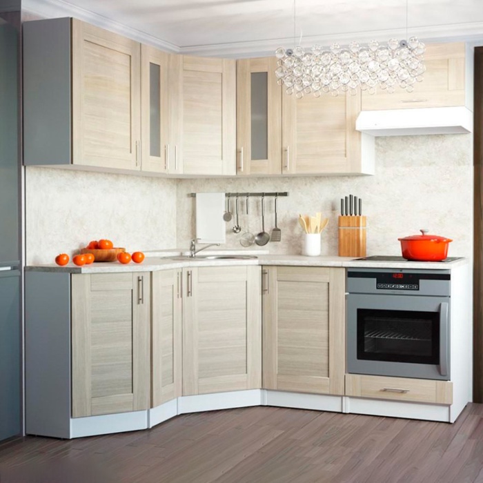 Кухонный гарнитур угловой «Лира мега оптима», 2000×1500 мм, цвет ясень шимо светлый