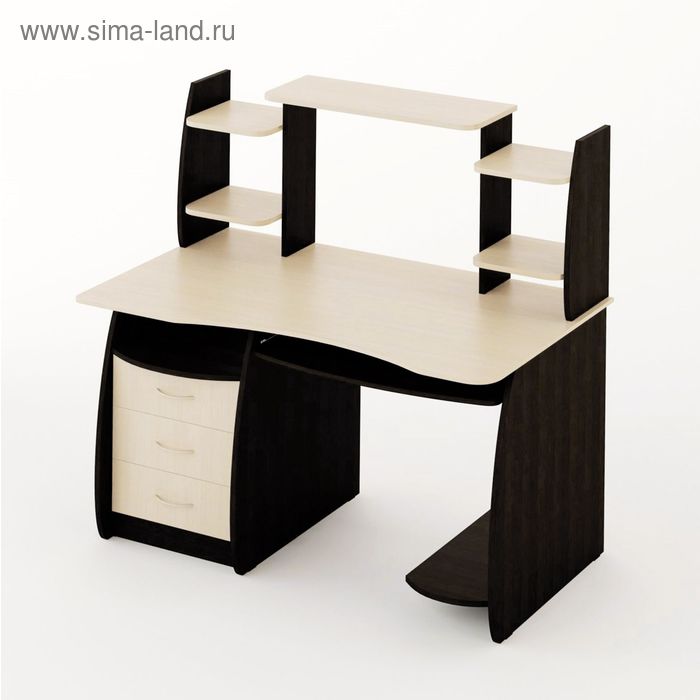 Стол рабочий большой «Клик Мебель», 1220×700×1250 мм, цвет венге тёмный/венге светлый